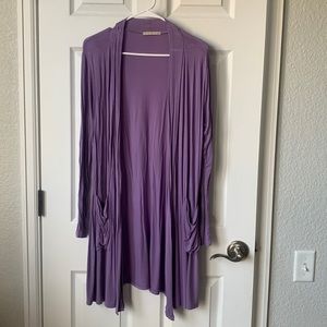 Long lavender knit cardigan size large